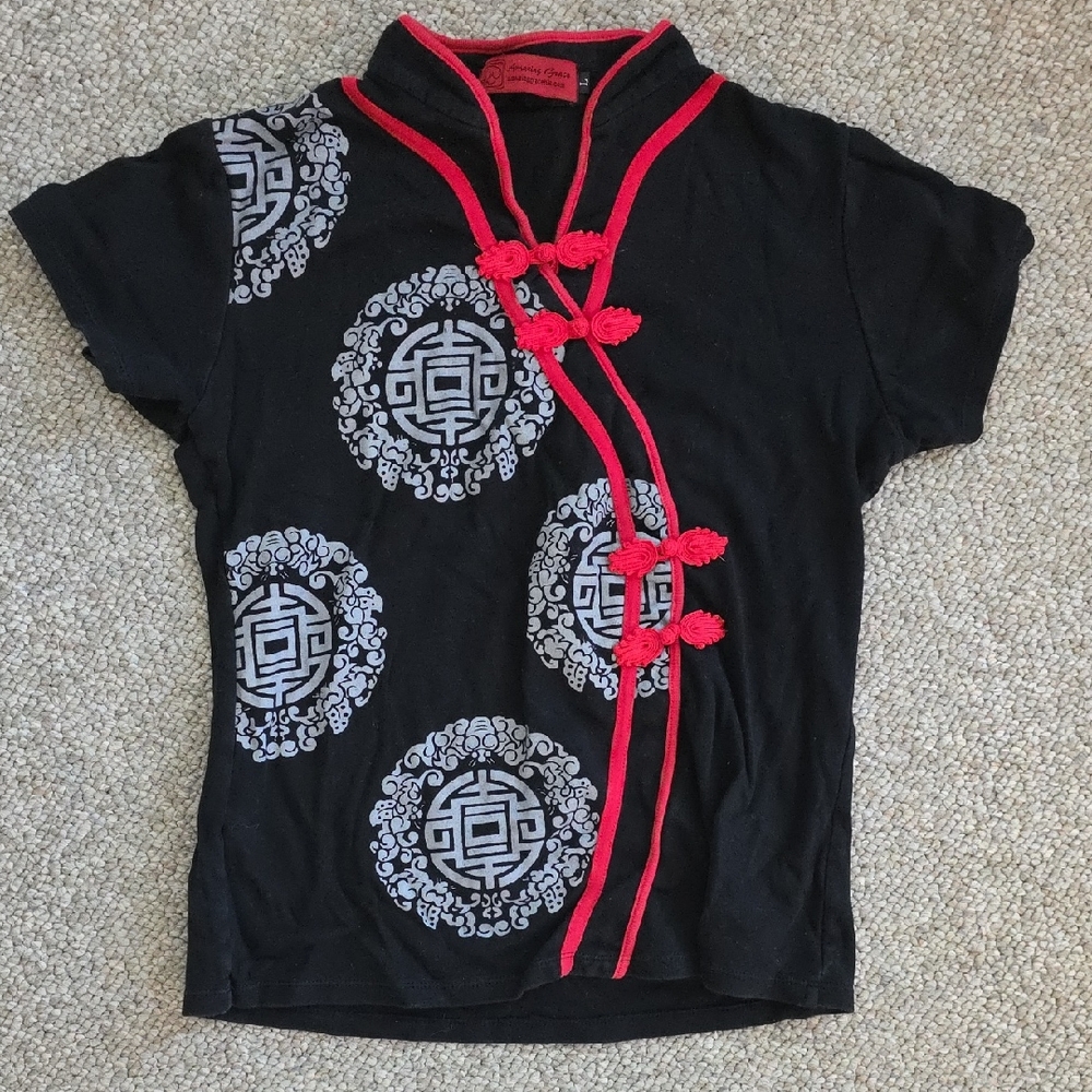 Black and Red Kids Shirt with Traditional Design
